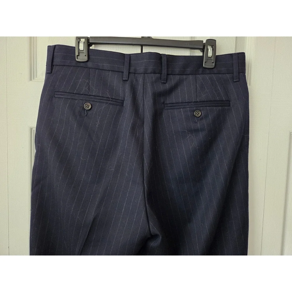 J. Crew Classic Pleated Creased Wool Trouser Pinstripe Mens 33x32 Navy NWT CP104